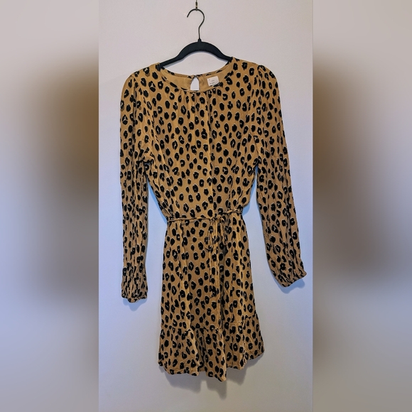 A New Day Cheetah Print Long Sleeve Tie Waist Sheath Dress sz M - Picture 2 of 15